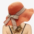 thumbnail image 2 of XINPING Women's Elegant Crochet Straw Hat Packable Bow Tie Wide Brim Cap Foldable Summer UV Protection Beach Hats with Lace Band and Flower, 2 of 6