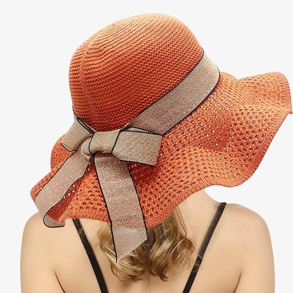 HAIJIE Beach Sun Straw Hat Womens Summer Dress Hat Wide Leaf Flower Bridal Shower Hat Sun Hats Beach Hat Woven Cowboy Hats for Women Swimsuit Outdoor Adventure Hats Hiking Hat Hat Size Wicker Fedora