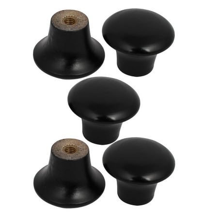 - Cabinet Drawer Single Hole Wooden Pull Knobs Handles Black 23mmx18mm 5pcs