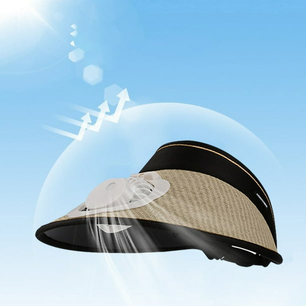 Sombrero para acampar y hacer senderismo con ventilador de carga USB, protección solar, parasol, para viajes al aire libre, equitación, playa, sombrero para el sol vacío, gorra de abanico