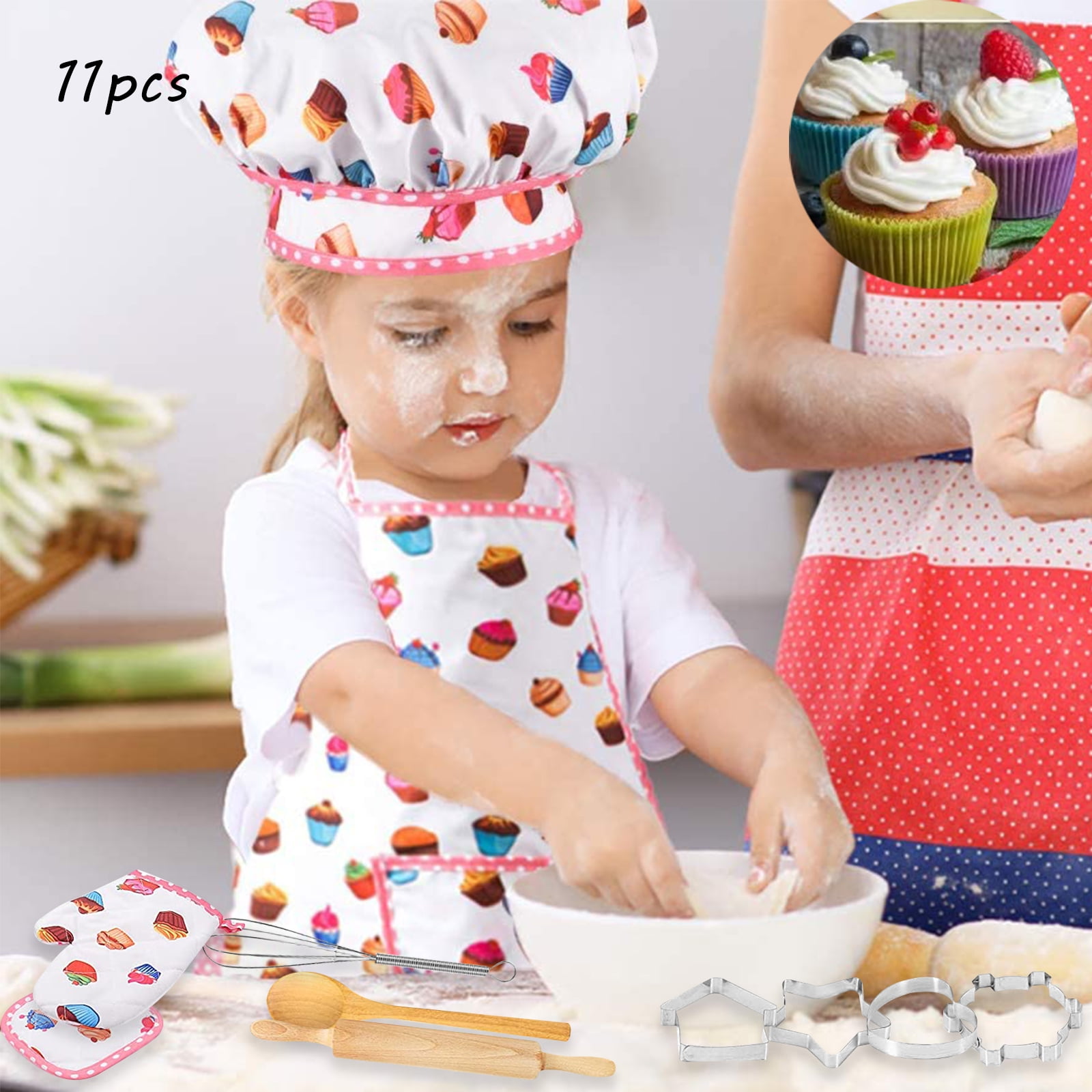 Christmas Gifts for Boys Girls Age 38, Kids Apron Set with Apron, Chef