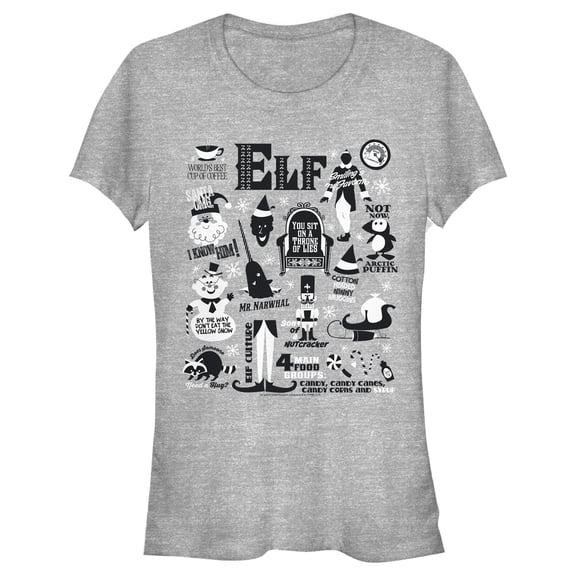 Junior's Elf Icons  Graphic Tee Athletic Heather Large