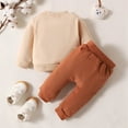 thumbnail image 5 of Durtebeua Toddler Baby Boy Clothes Cute Long Sleeve Sweatshirt Tops and Stretch Pants Fall Winter Outfit Z09-Beige,0-6 Months, 5 of 7