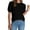 Black, variant on Tumotour Summer Tops For Women 2025 Vacation Ladies' Casual Loose Solid Color Round Neck Lantern Sleeve Short Sleeved Top