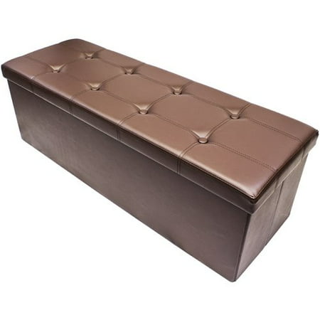 Chocolate Bicast Leather Sorbus Storage Bench Chest, Collapsible/Folding Bench Ottoman with Cover, Perfect Hope Chest, Pouffe Ottoman, Coffee Table, Seat, Foot Rest and more, Contemporary Faux leather (Chocolate) ()