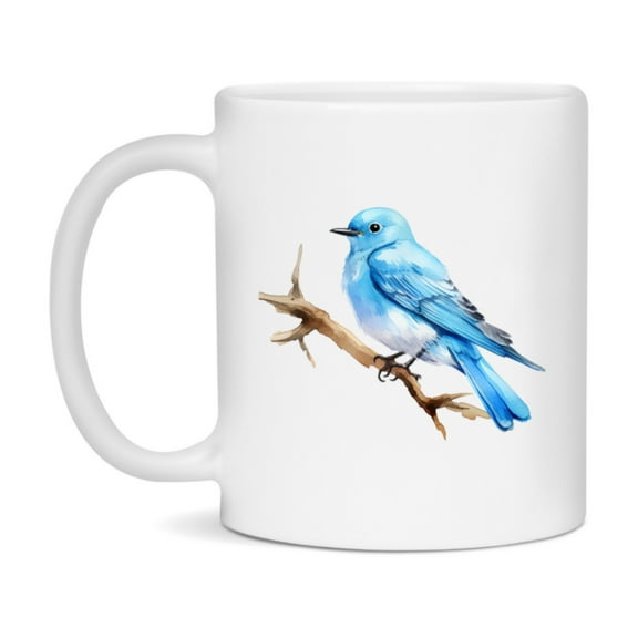 Bird Watching Mug, Mountain Bluebird Song Bird Mug, 11oz or 15oz White Ceramic Coffee Mug Gift for Bird Watchers