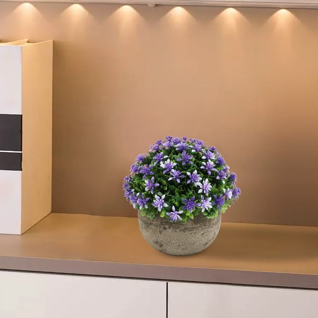 Fiudx Planta Artificial En Maceta En Liquidación - Pequeña Planta Verde de Plástico de 14 Cm para Decoración de Hogar, Oficina y Hotel - Planta Artificial Realista para Mesa, Escritorio y Alféizar -