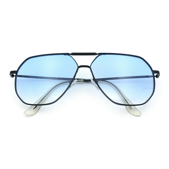 Oversized Double Bridge Metal Rim Euro Mob Racer Cop Sunglasses Black - Blue