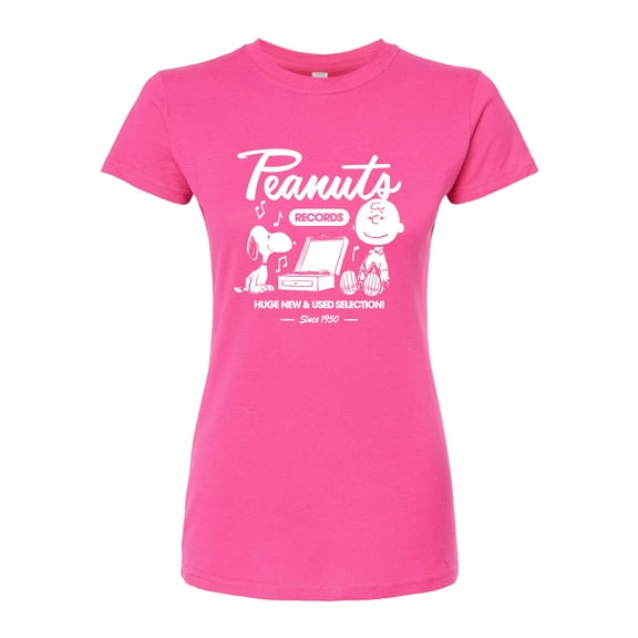 Peanuts - Charlie Brown Records - Juniors Fitted Graphic T-Shirt