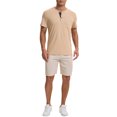 thumbnail image 2 of Camisetas Henley para Hombre INSPIRE CHIC, Casual de Verano, de Manga Corta, con Botones, Básica, Talla L, Caqui, 2 of 6