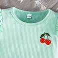 thumbnail image 5 of TOWED22 Toddler Baby Girls Clothes Ruffle Short Sleeve T-Shirt and Cherry Shorts Sets Summer 2 PCS Outfits(Green,2-3 Y), 5 of 7