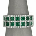 thumbnail image 4 of HeartsAndYou Princess Natural Emerald Moissanite Tile Halo Band Ring 14k SOLID White Gold, 4 of 9