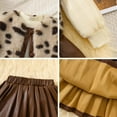 thumbnail image 6 of VNKIDY Girls Outfits Toddler Kids Winter Fashion Set Leopard Print Fuzzy Gilet Puff Long Sleeve Top Brown Pleated Leather Skirt Matching Headpiece For Daily Wear Stylish Outfits, 6 of 9