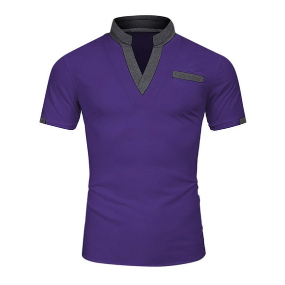 FhsagQ Men's Shirts Breathable Shirts for Men Mesh Men'S Solid Color Shirt Color Men'S Shirt Short Sleeve Cotton Suitable for Casual T Shirt Performance Shirt Purple XL
