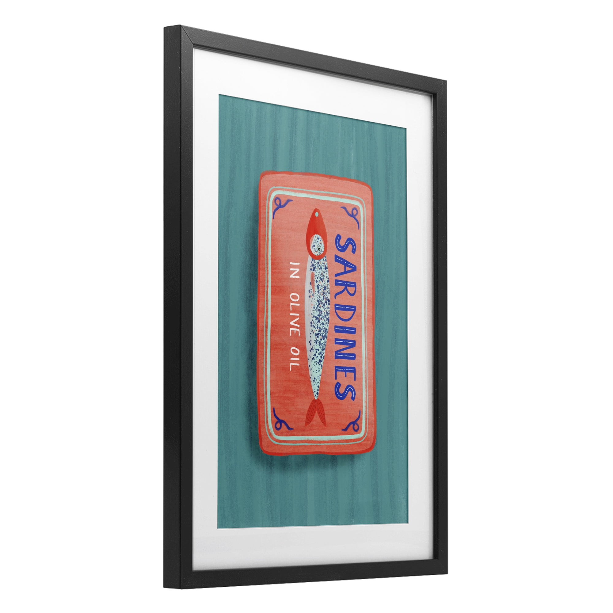 Stupell Industries Sardines Olive Oil Seafood Black Framed Print Under Glass, design by Metka Hiti