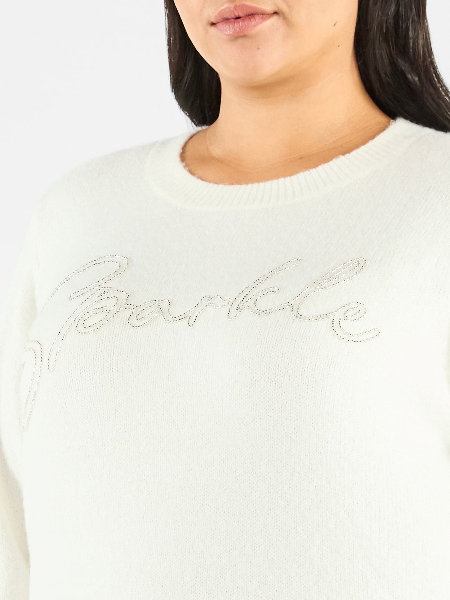 Terra & Sky Women's Plus Holiday Talking Sweater, Midweight, Sizes 0X-4X