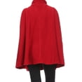 thumbnail image 3 of Winter Soft Fleece Button Cape Poncho Coat with Armholes and Pockets - Burgundy RED, 3 of 4