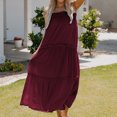 thumbnail image 2 of Moda mujer verano alto bajo Maxi vestido correa de espagueti sólido fluido playa vestido largo Fridja bnh281, 2 of 4