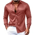 thumbnail image 2 of Stamzod Button Down Shirt Men Long Sleeve Wrinkle Free Satin Dress Shirts Party Wedding Business Casual Shirts for Men S-5Xl Wine L, 2 of 6