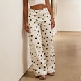 thumbnail image 6 of AHTJRT Straight Leg Jeans for Women Boho Fashion Polka Dots Print Wide Leg Trousers Midweight Dance Night Clubwear Slacks Denim Pants White S, 6 of 9