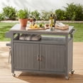 thumbnail image 2 of LAZZO Outdoor Grill Cart with Storage Cabinet, 43.3" Kitchen Island Station with Stainless Steel Top, Gray, 2 of 10