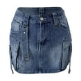 thumbnail image 5 of RUTAYY Women Slim Fit Distressed Denim Skirt Stylish Bodycon Cargo Jean Skirt Solid Color Flowy Swing Skirts, 5 of 6