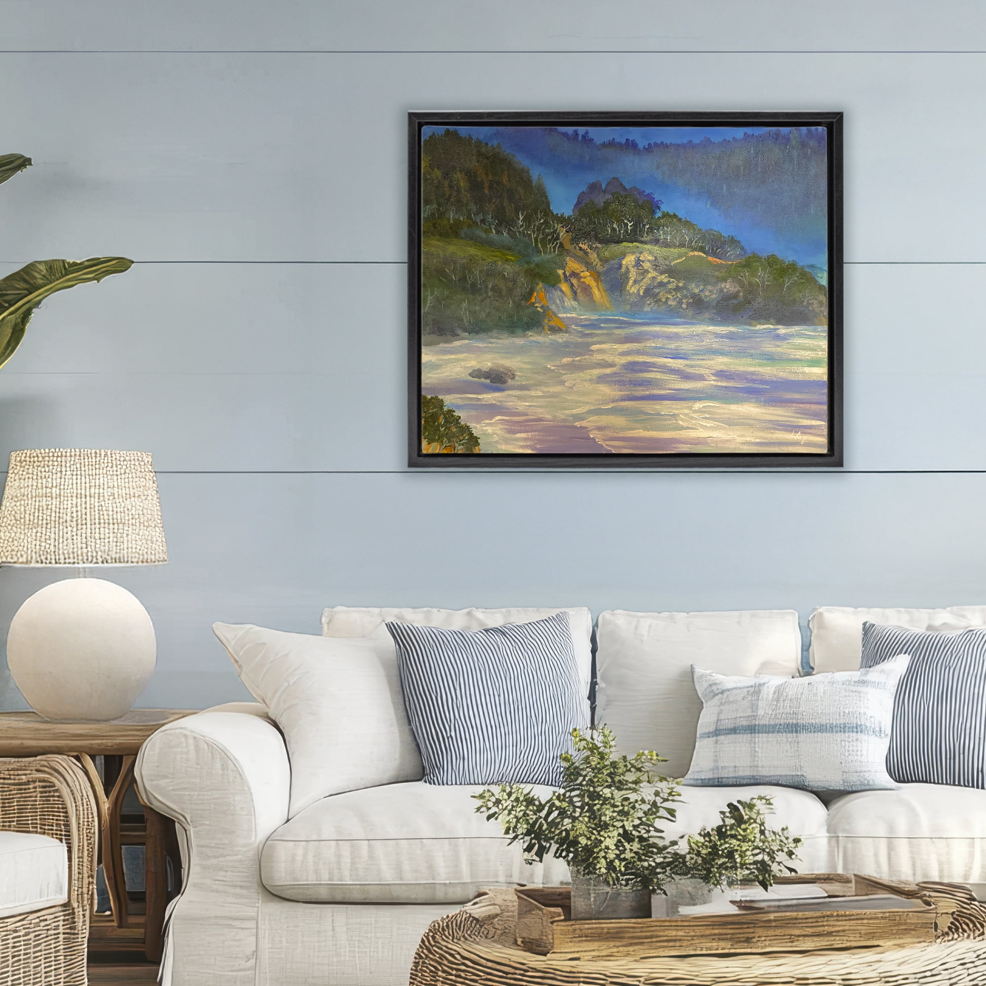 Stupell Industries Natural Wilderness Coastline Black Framed Floater Canvas Wall Art, design by Lee Ann Zirbes
