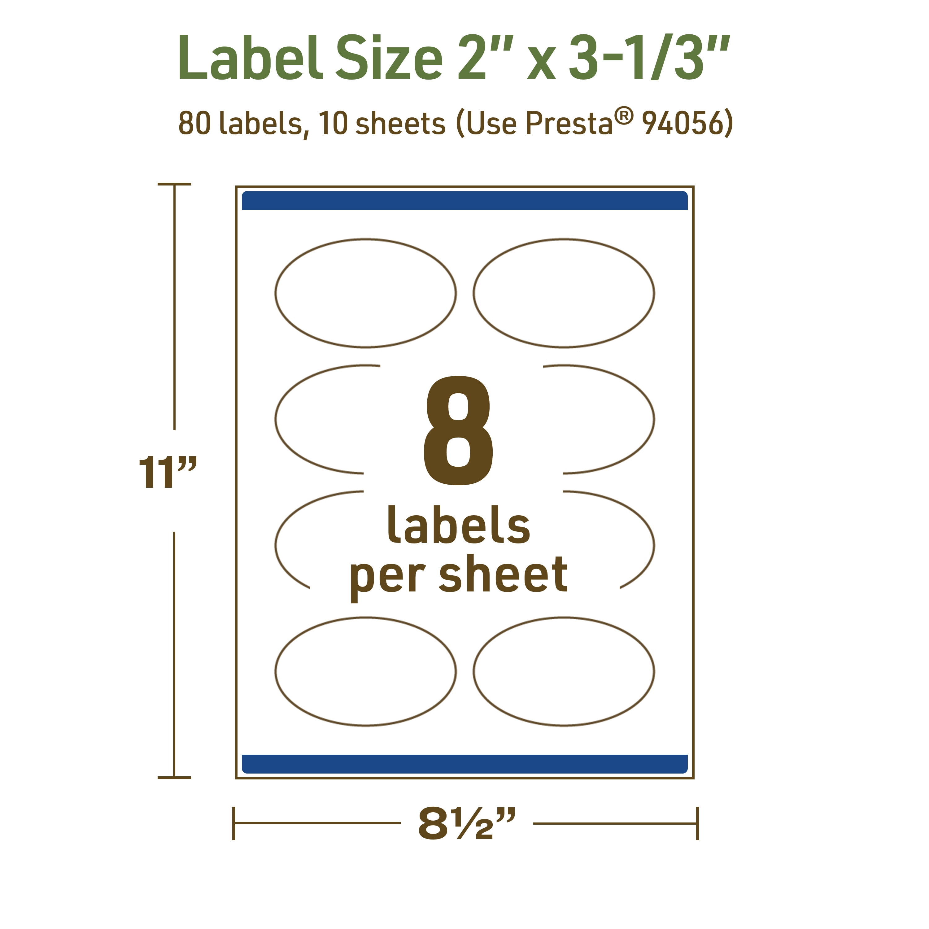 Avery Dissolvable Oval Labels, 2" x 3-1/3", 80 Labels