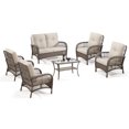 thumbnail image 2 of Meetleisure 6 Piece Rattan Sofa Seating Group with Cushions,Including 4 Chairs,1 Sofa,1 Table,Beige, 2 of 7