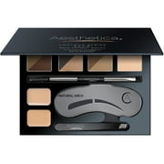 Aesthetica Brow Contour Kit - 16-Piece Eyebrow Makeup Palette - 6 Eyebrow Powders, 5 Eyebrow Stencils, Spoolie/Brush Duo, Tweezers, Brow Wax, Highlighter, Concealer & Instructions