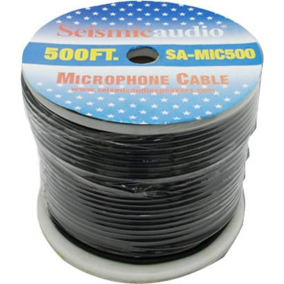 Seismic Audio 500 Feet of Black Microphone Cable on a Spool