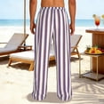 thumbnail image 4 of hotojiny Men's Striped Pants Casual Linen Pants Comfortable Elastic Waist Summer Trousers Loose Fit Lightweight Beach Clothes, 4 of 6