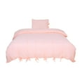 thumbnail image 1 of Washed Cotton Bedding Set Comforter Duvet Cover Pillowcase Light Pink Twin, 1 of 8