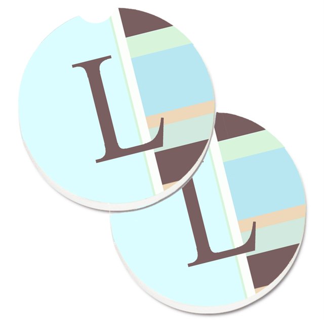 "Treasures Letter L Initial Monogram - Blue Stripes Juego de 2 posavasos para portavasos CJ1003-LCARC, 2.56, multicolor" Caroline's Treasures CJ1003-LCARC