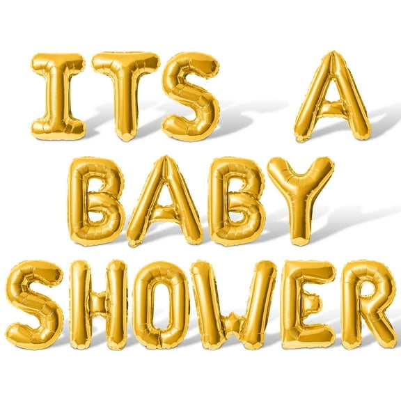 Letter Balloons - ITS A BABY SHOWER 16" Inch Alphabet Letters Foil Mylar Balloon Baby Shower Party Banner (Gold)