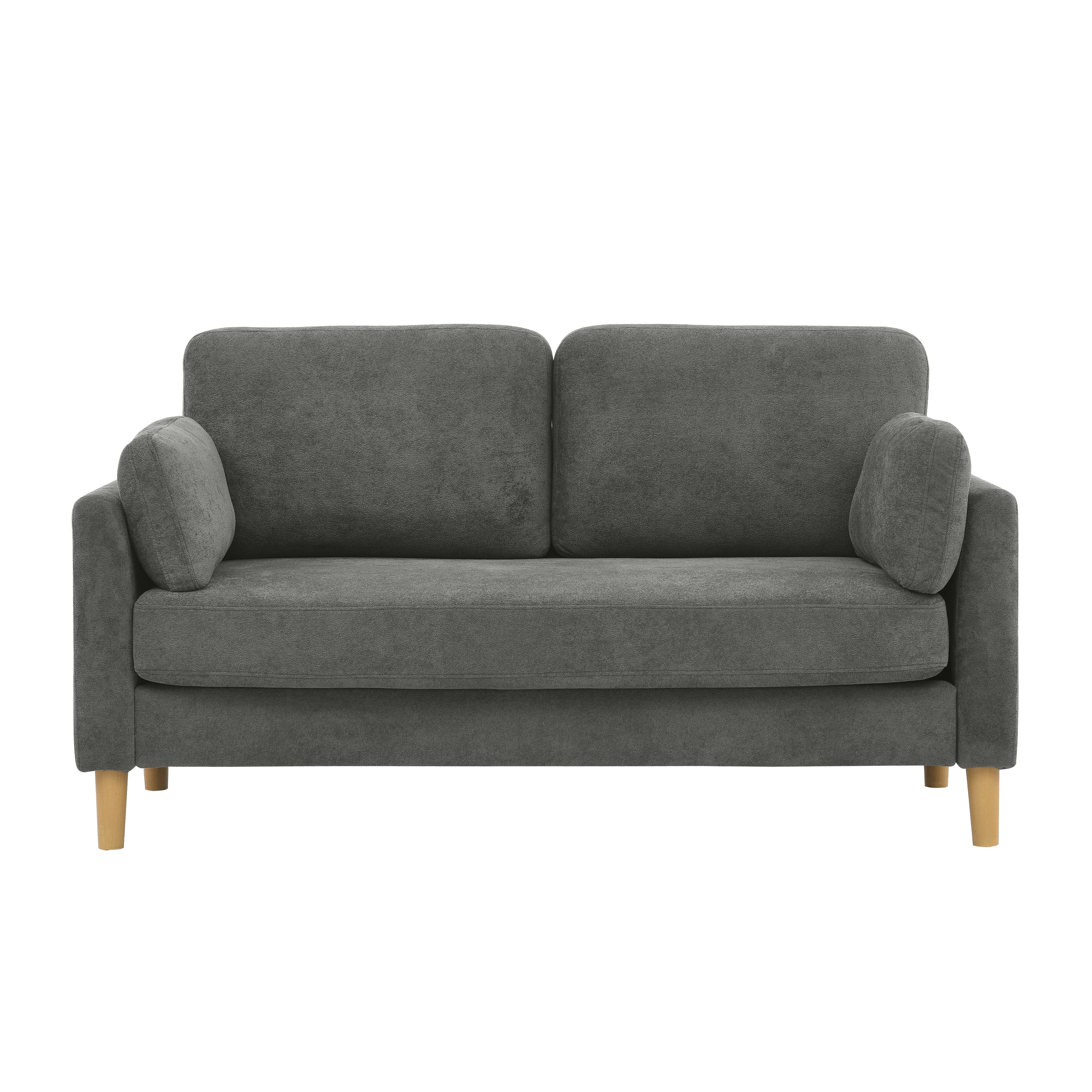 FFH 66" Loveseat Couch, Modern 2-Seater Sofa for Small Space, Gray Polyester