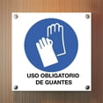 thumbnail image 3 of Señalamiento: "Uso obligatorio de guantes", azul y blanco. Plástico estireno calibre 40, medidas: 20 x 20 cm, para interiores. Higiene y prevención en el trabajo. Letrero, Señal informativa cuadrada., 3 of 5