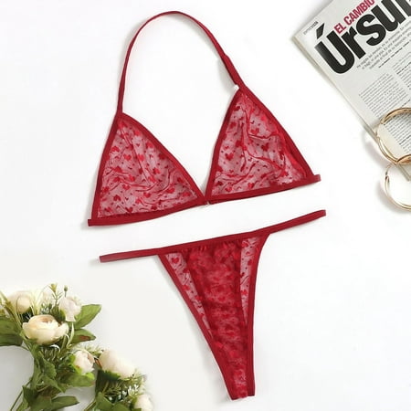 

POROPL Lingerie For Women Pull-On Convertible High Neck Ladies Solid Valentine S Day Plunge Thong Pajamas For Women