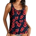 thumbnail image 2 of Xdegoge Womens Tankini Tops Only Scoop Neck Shirred Front Loose Flowy Modest Tummy Control Bathing Suit Swimwear Top Summer Vacation Beach Pool Party, 2 of 8
