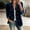 Blue women plus size ruffle coat a1, variant on Women's Plus Size Fall Winter Ruffle Coat Button Down Open Front Blazer Casual Basic Solid Elegant Jacket, Black 3XL