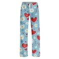 thumbnail image 4 of Women's Drawstring Valentine's Day Printed Casual Pants, Elastic Waist Lounge Pants for Women, Holiday Themed Sleepwear Pajama Pants, Comfortable Fit,Red,S, 4 of 7