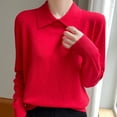 thumbnail image 6 of Amidoa Women Sweater Long Sleeve Red Workout Lightweight Classic Solid Collared Sweaters Womens Cardigans M, 6 of 6