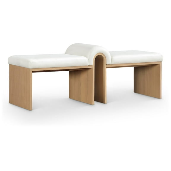 Meridian Furniture Delphine Cream Vegan Leather Upholstered Bench
