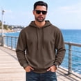 thumbnail image 4 of Axiiglly Hoodies for Men Drawstring Long Sleeve Brown Pullover Sweatshirt with Pockets Casual Trendy Big & Tall Hoodies S-3XL, 4 of 6