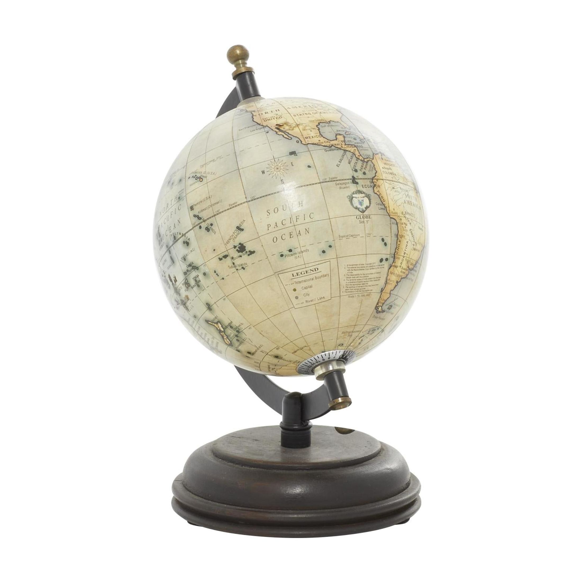 DecMode 6" Cream World Map Globe