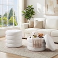thumbnail image 3 of Zesthouse 19.5" Wide Round Storage Ottoman, Velvet Tufted Ottoman Footstool for Living Room Bedroom, White, 3 of 10