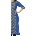 thumbnail image 3 of Moomaya Printed Knee Long Kurti Dress V Neck Formal & Party Cotton Ethnic Kurti Top, 3 of 6