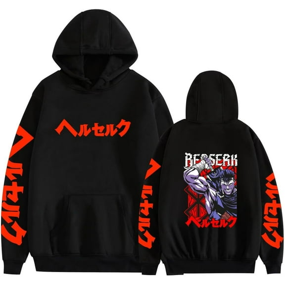 Berserk Guts Hoodie Pullover Casual Breathable Polyester Sweatshirt with Pockets XS-3XL