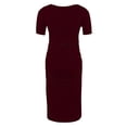 thumbnail image 4 of Ovzne Robes pour Femmes Robe Femme à la Mode Imprimée Plissée Jupe de Maternité à Manches Courtes Col Rond Robe Mi-Mollet Robe pour Femmes à Manches Courtes Imprimée Liquidation, 4 of 7