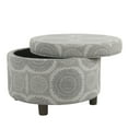 thumbnail image 6 of Wooden Ottoman with Medallion Patterned Fabric Upholstery and Hidden Storage Gray- Saltoro Sherpi, 6 of 8